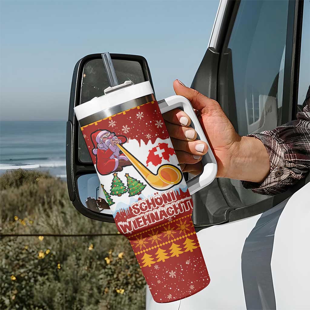 Swiss Santa Plays The Alphorn Christmas Tumbler With Handle The Matterhorn with Christmas Elements - Wonder Print Shop