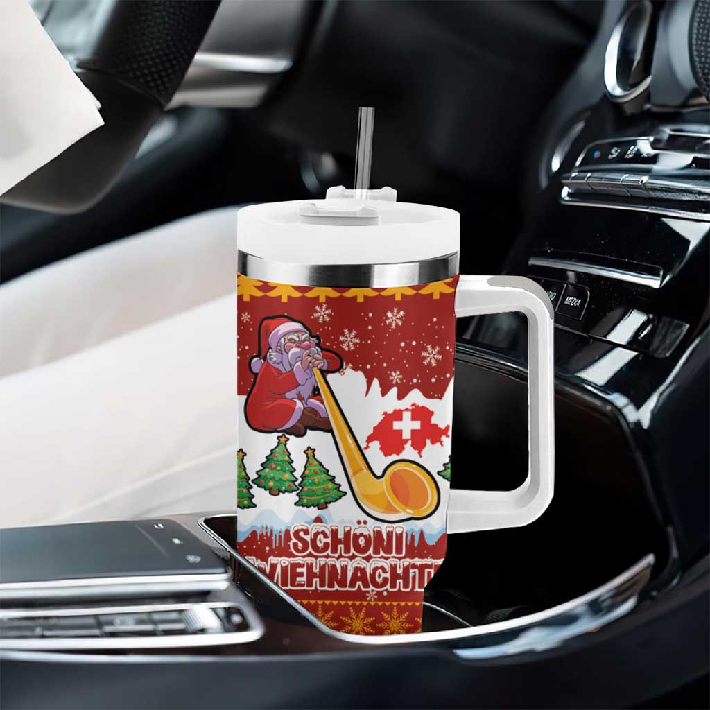 Swiss Santa Plays The Alphorn Christmas Tumbler With Handle The Matterhorn with Christmas Elements - Wonder Print Shop