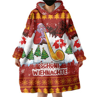 Swiss Santa Plays The Alphorn Christmas Wearable Blanket Hoodie The Matterhorn with Christmas Elements - Wonder Print Shop