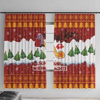 Swiss Santa Plays The Alphorn Christmas Window Curtain The Matterhorn with Christmas Elements - Wonder Print Shop