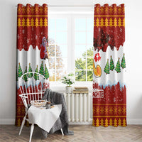 Swiss Santa Plays The Alphorn Christmas Window Curtain The Matterhorn with Christmas Elements - Wonder Print Shop