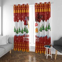 Swiss Santa Plays The Alphorn Christmas Window Curtain The Matterhorn with Christmas Elements - Wonder Print Shop