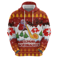 Swiss Santa Plays The Alphorn Christmas Zip Hoodie The Matterhorn with Christmas Elements - Wonder Print Shop