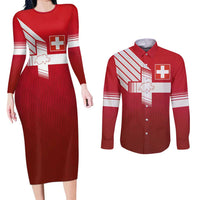 Custom Swiss Football Jersey for The Champions Couples Matching Long Sleeve Bodycon Dress and Long Sleeve Button Shirt LT03