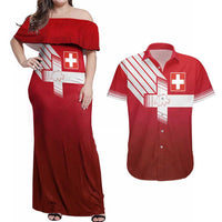 Custom Swiss Football Jersey for The Champions Couples Matching Off Shoulder Maxi Dress and Hawaiian Shirt LT03