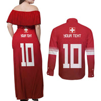 Custom Swiss Football Jersey for The Champions Couples Matching Off Shoulder Maxi Dress and Long Sleeve Button Shirt LT03