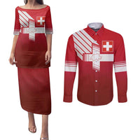 Custom Swiss Football Jersey for The Champions Couples Matching Puletasi and Long Sleeve Button Shirt LT03