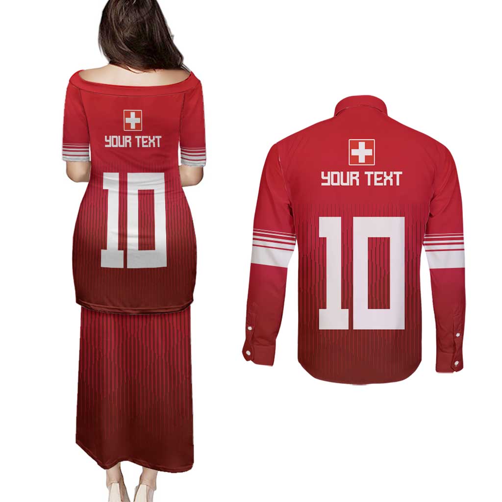Custom Swiss Football Jersey for The Champions Couples Matching Puletasi and Long Sleeve Button Shirt LT03