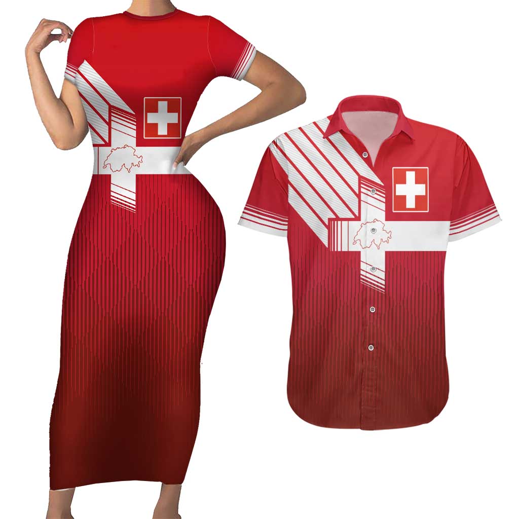 Custom Swiss Football Jersey for The Champions Couples Matching Short Sleeve Bodycon Dress and Hawaiian Shirt LT03