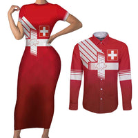 Custom Swiss Football Jersey for The Champions Couples Matching Short Sleeve Bodycon Dress and Long Sleeve Button Shirt LT03