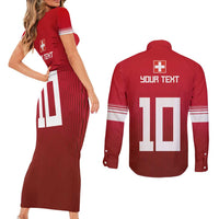 Custom Swiss Football Jersey for The Champions Couples Matching Short Sleeve Bodycon Dress and Long Sleeve Button Shirt LT03