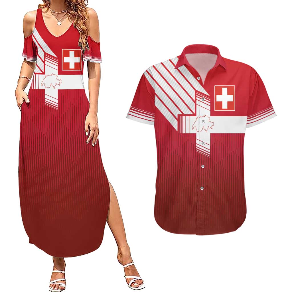 Custom Swiss Football Jersey for The Champions Couples Matching Summer Maxi Dress and Hawaiian Shirt LT03