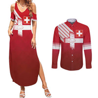 Custom Swiss Football Jersey for The Champions Couples Matching Summer Maxi Dress and Long Sleeve Button Shirt LT03