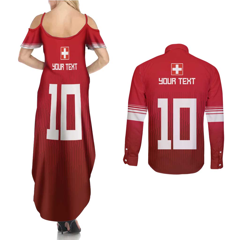 Custom Swiss Football Jersey for The Champions Couples Matching Summer Maxi Dress and Long Sleeve Button Shirt LT03