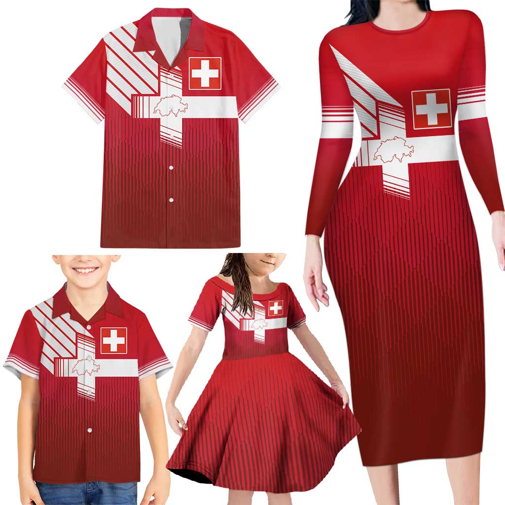 Custom Swiss Football Jersey for The Champions Family Matching Long Sleeve Bodycon Dress and Hawaiian Shirt LT03