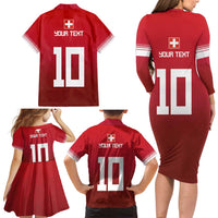 Custom Swiss Football Jersey for The Champions Family Matching Long Sleeve Bodycon Dress and Hawaiian Shirt LT03
