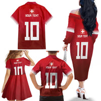 Custom Swiss Football Jersey for The Champions Family Matching Off The Shoulder Long Sleeve Dress and Hawaiian Shirt LT03