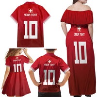 Custom Swiss Football Jersey for The Champions Family Matching Off Shoulder Maxi Dress and Hawaiian Shirt LT03
