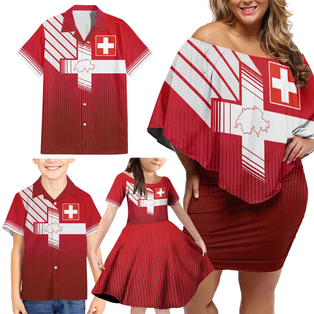 Custom Swiss Football Jersey for The Champions Family Matching Off Shoulder Short Dress and Hawaiian Shirt LT03
