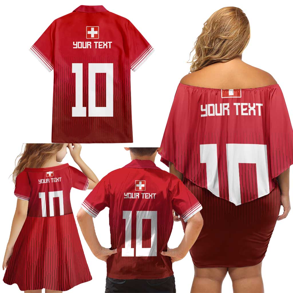 Custom Swiss Football Jersey for The Champions Family Matching Off Shoulder Short Dress and Hawaiian Shirt LT03