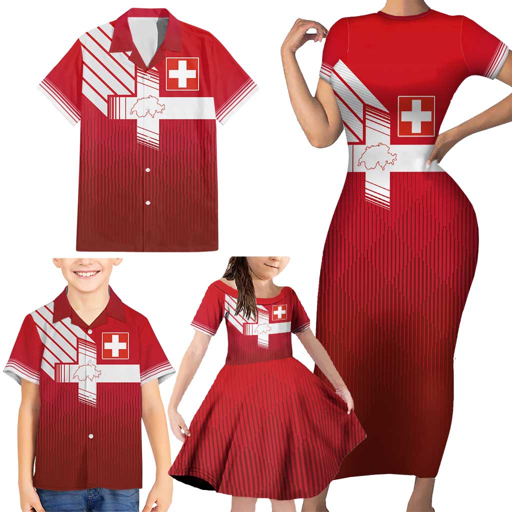 Custom Swiss Football Jersey for The Champions Family Matching Short Sleeve Bodycon Dress and Hawaiian Shirt LT03