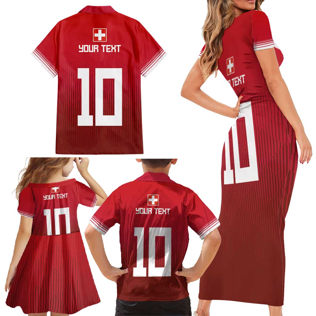 Custom Swiss Football Jersey for The Champions Family Matching Short Sleeve Bodycon Dress and Hawaiian Shirt LT03