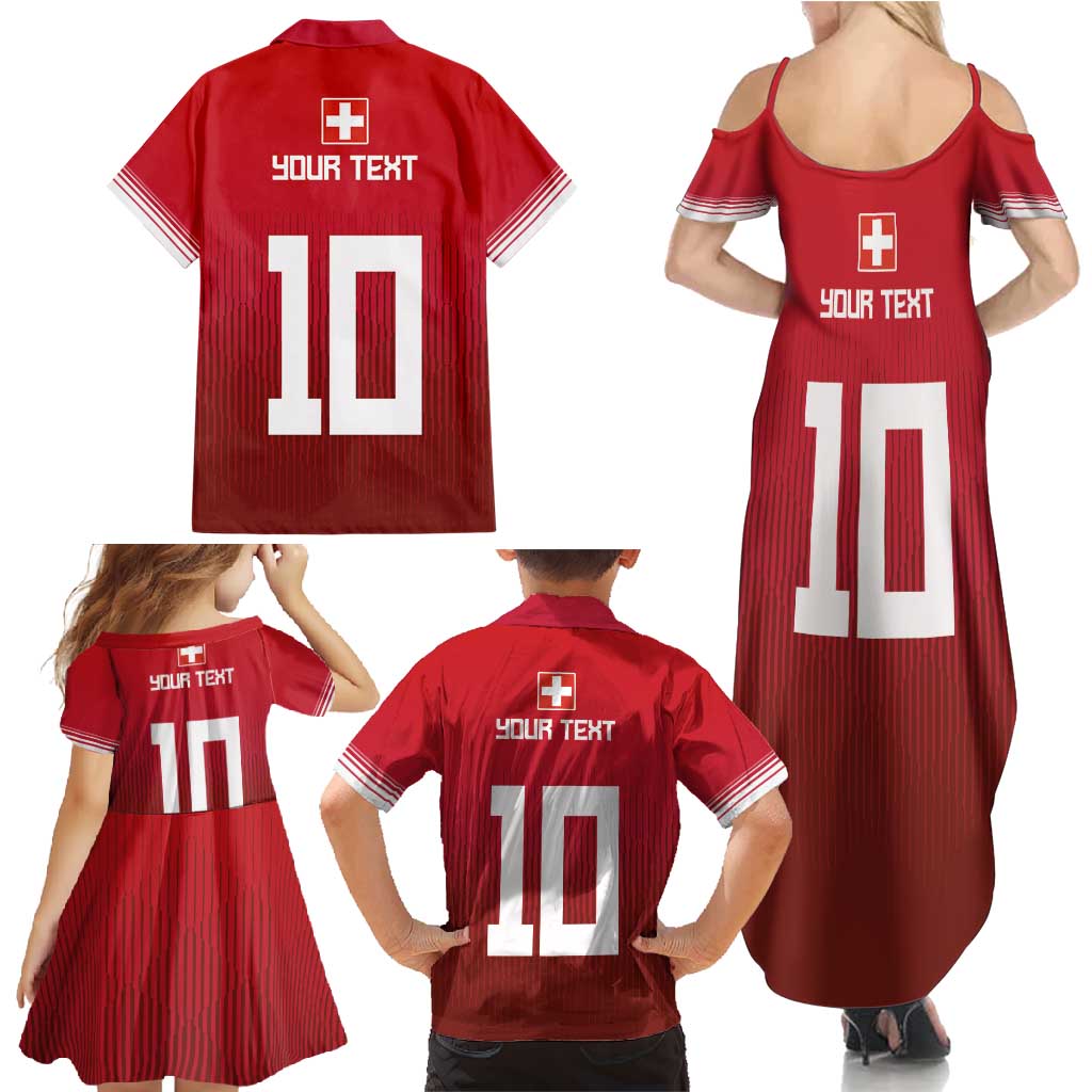Custom Swiss Football Jersey for The Champions Family Matching Summer Maxi Dress and Hawaiian Shirt LT03