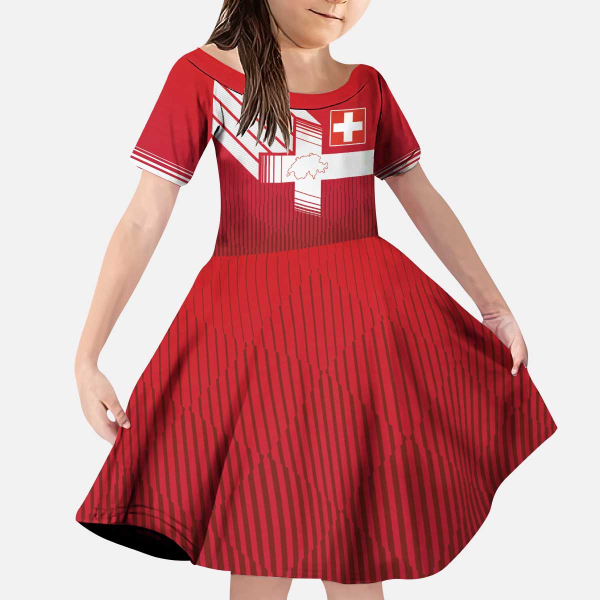 Custom Swiss Football Jersey for The Champions Kid Short Sleeve Dress LT03