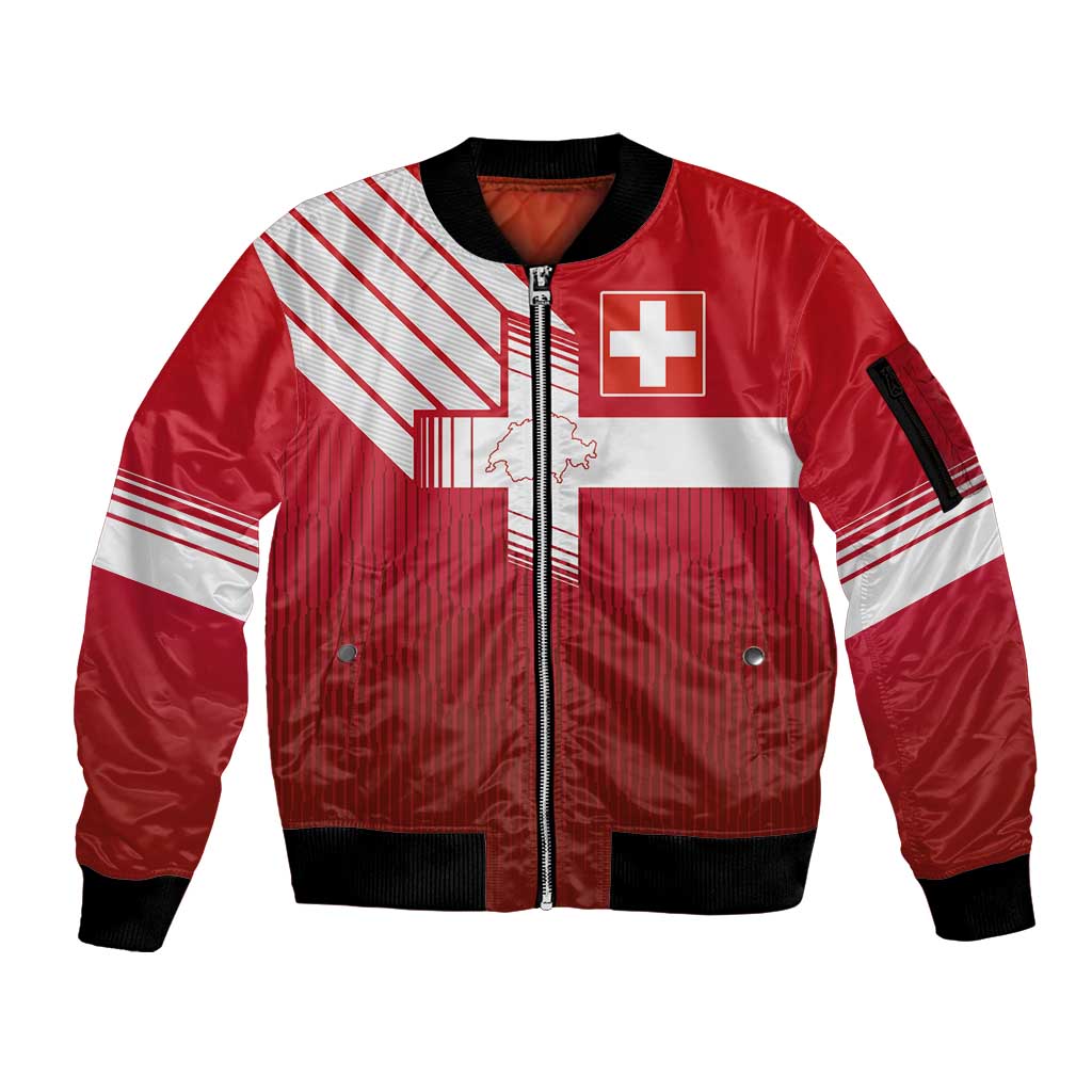 Custom Swiss Football Jersey for The Champions Sleeve Zip Bomber Jacket LT03