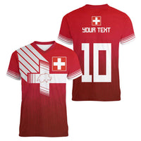 Custom Swiss Football Jersey for The Champions Women V-Neck T-Shirt LT03