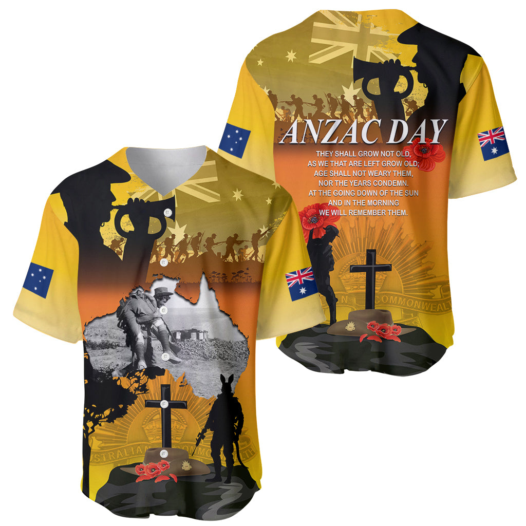 Australia ANZAC Day Baseball Jersey Gallipoli Lest We Forget - Wonder Print Shop