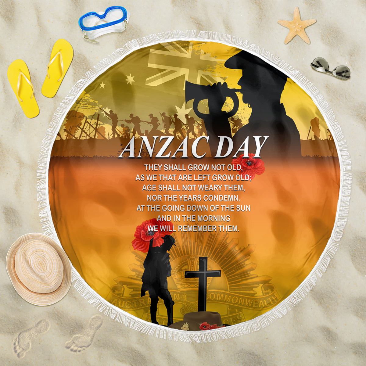 Australia ANZAC Day Beach Blanket Gallipoli Lest We Forget - Wonder Print Shop