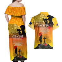 Australia ANZAC Day Couples Matching Off Shoulder Maxi Dress and Hawaiian Shirt Gallipoli Lest We Forget - Wonder Print Shop