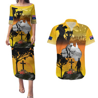 Australia ANZAC Day Couples Matching Puletasi and Hawaiian Shirt Gallipoli Lest We Forget - Wonder Print Shop