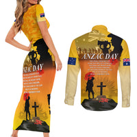 Australia ANZAC Day Couples Matching Short Sleeve Bodycon Dress and Long Sleeve Button Shirt Gallipoli Lest We Forget - Wonder Print Shop