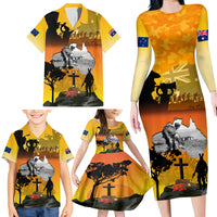 Australia ANZAC Day Family Matching Long Sleeve Bodycon Dress and Hawaiian Shirt Gallipoli Lest We Forget - Wonder Print Shop