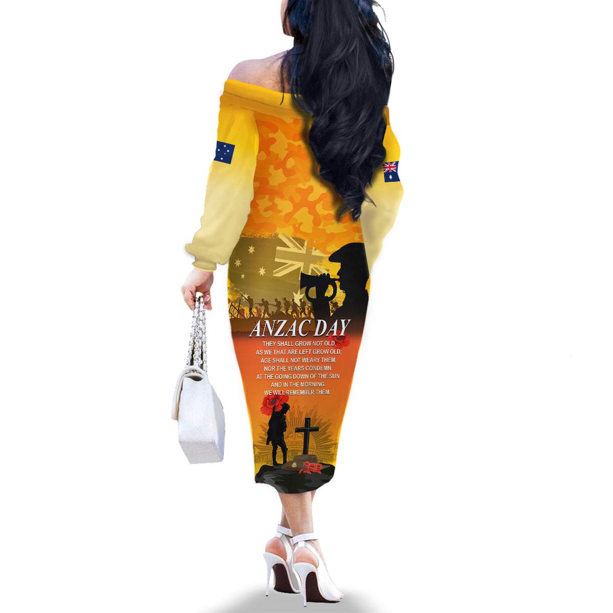 Australia ANZAC Day Family Matching Off Shoulder Long Sleeve Dress and Hawaiian Shirt Gallipoli Lest We Forget - Wonder Print Shop