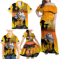 Australia ANZAC Day Family Matching Off Shoulder Maxi Dress and Hawaiian Shirt Gallipoli Lest We Forget - Wonder Print Shop