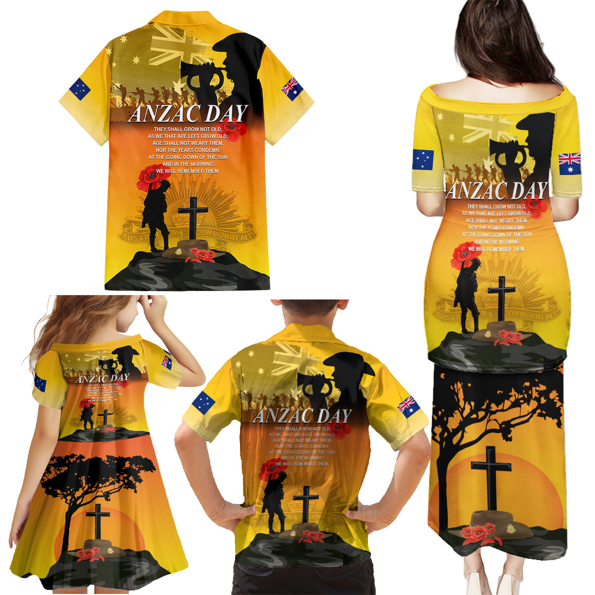 Australia ANZAC Day Family Matching Puletasi and Hawaiian Shirt Gallipoli Lest We Forget - Wonder Print Shop