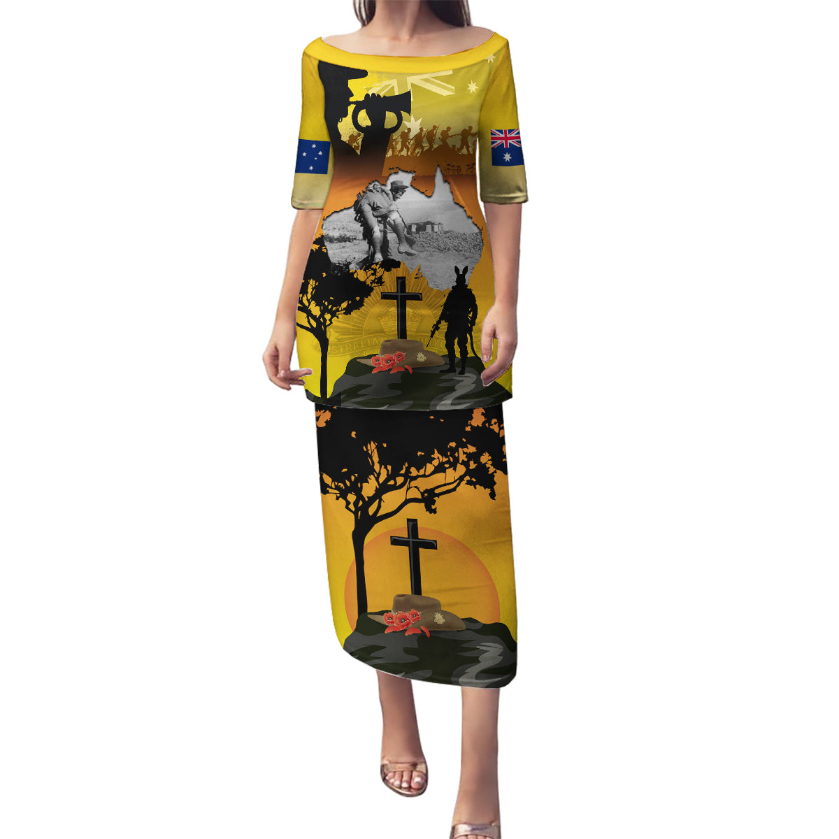 Australia ANZAC Day Family Matching Puletasi and Hawaiian Shirt Gallipoli Lest We Forget - Wonder Print Shop