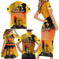 Australia ANZAC Day Family Matching Short Sleeve Bodycon Dress and Hawaiian Shirt Gallipoli Lest We Forget - Wonder Print Shop