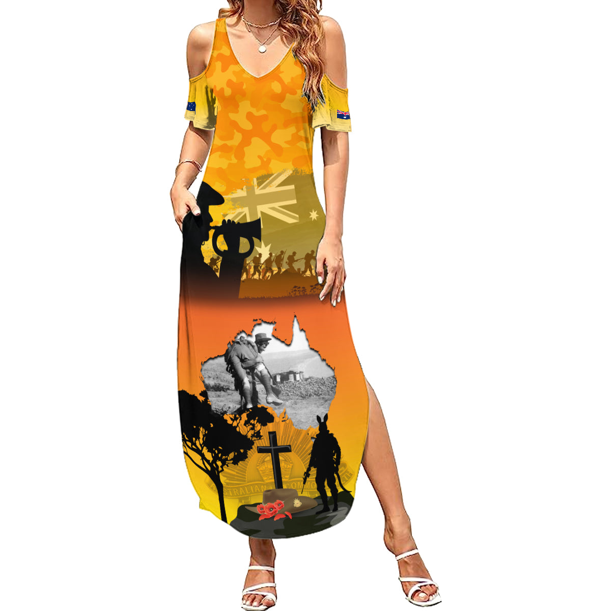 Australia ANZAC Day Family Matching Summer Maxi Dress and Hawaiian Shirt Gallipoli Lest We Forget - Wonder Print Shop