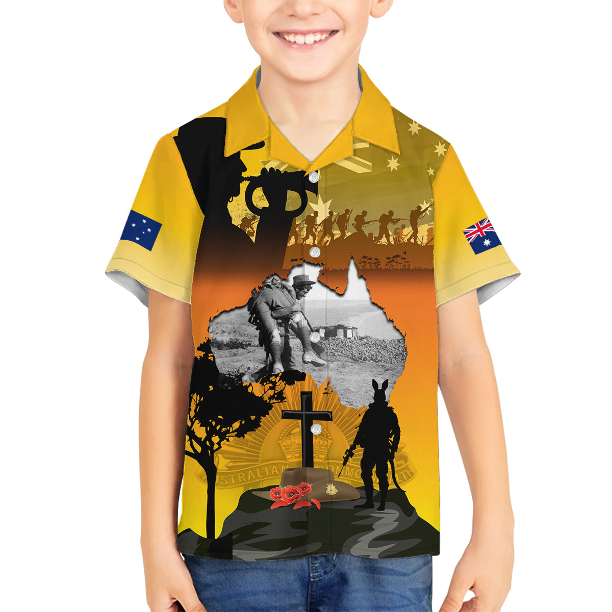Australia ANZAC Day Family Matching Tank Maxi Dress and Hawaiian Shirt Gallipoli Lest We Forget - Wonder Print Shop