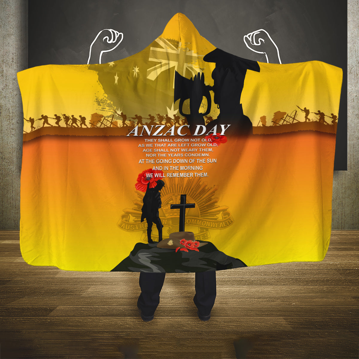 Australia ANZAC Day Hooded Blanket Gallipoli Lest We Forget