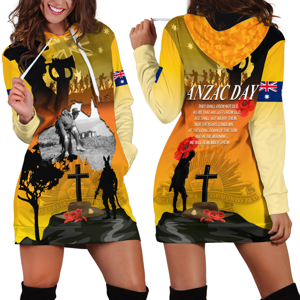 Australia ANZAC Day Hoodie Dress Gallipoli Lest We Forget - Wonder Print Shop