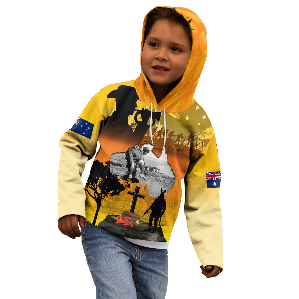 Australia ANZAC Day Kid Hoodie Gallipoli Lest We Forget - Wonder Print Shop