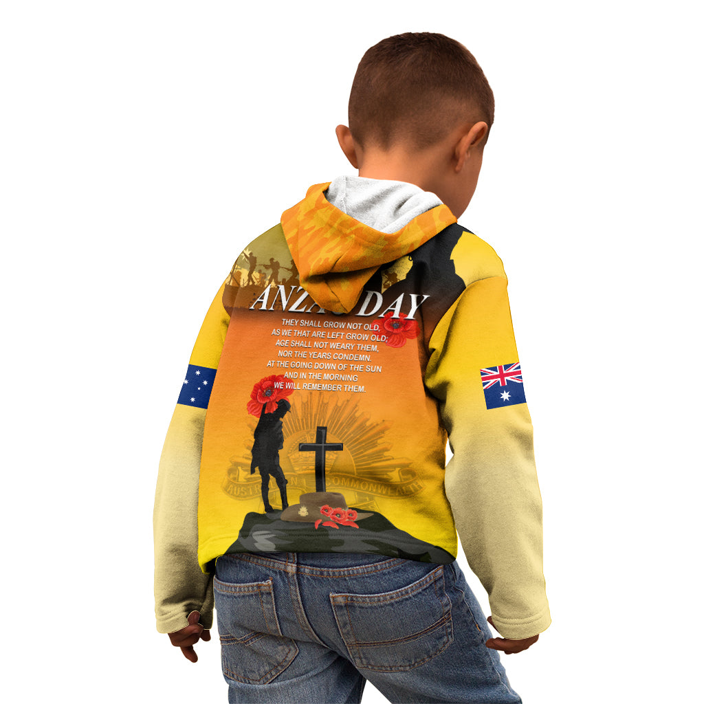 Australia ANZAC Day Kid Hoodie Gallipoli Lest We Forget - Wonder Print Shop