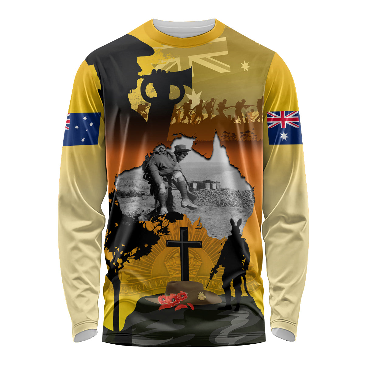 Australia ANZAC Day Long Sleeve Shirt Gallipoli Lest We Forget - Wonder Print Shop