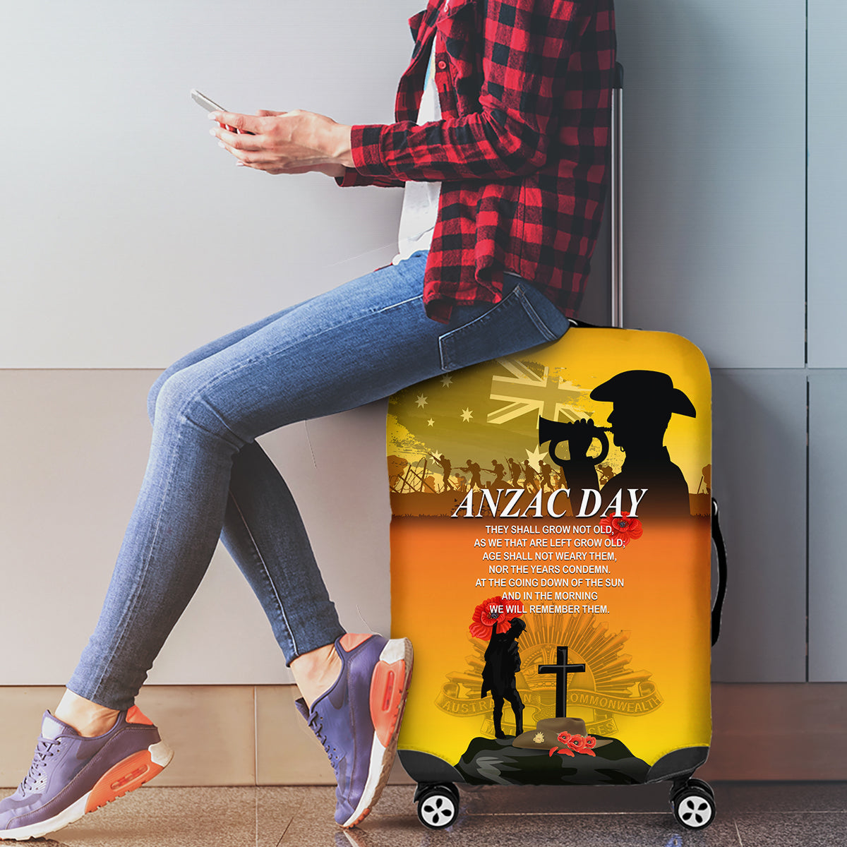 Australia ANZAC Day Luggage Cover Gallipoli Lest We Forget - Wonder Print Shop