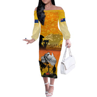Australia ANZAC Day Off The Shoulder Long Sleeve Dress Gallipoli Lest We Forget - Wonder Print Shop